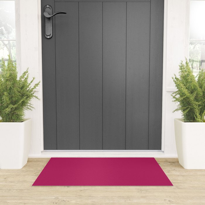 Magenta Pink Solid Color Welcome Mat Gallery Image 3