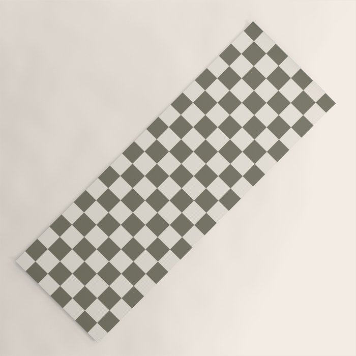 Checkerboard - Olive Green Yoga Mat Gallery Image 1