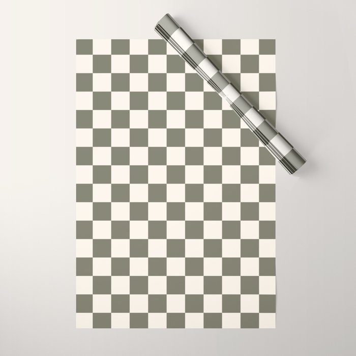 Checkerboard - Olive Green Wrapping Paper Gallery Image 1