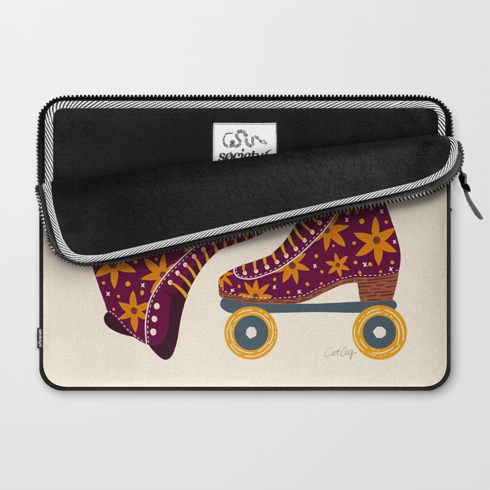 Retro Roller Skates - Fuchsia & Orange Laptop Sleeve Gallery Image 2