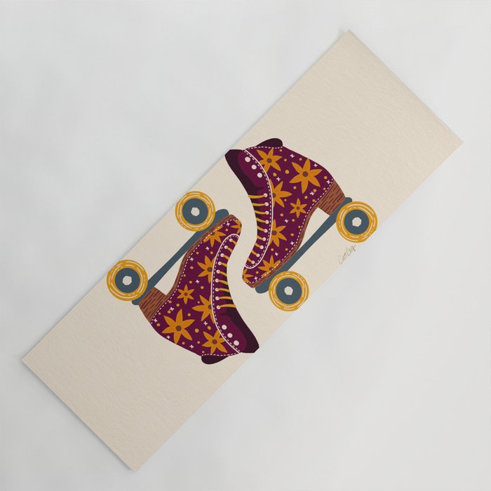 Retro Roller Skates - Fuchsia & Orange Yoga Mat Gallery Image 1