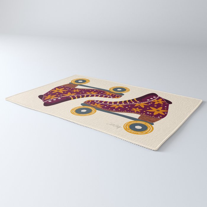 Retro Roller Skates - Fuchsia & Orange Rug Gallery Image 3