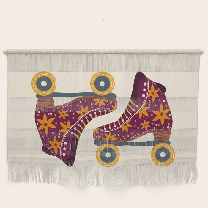 Retro Roller Skates - Fuchsia & Orange Wall Hanging Gallery Image 1