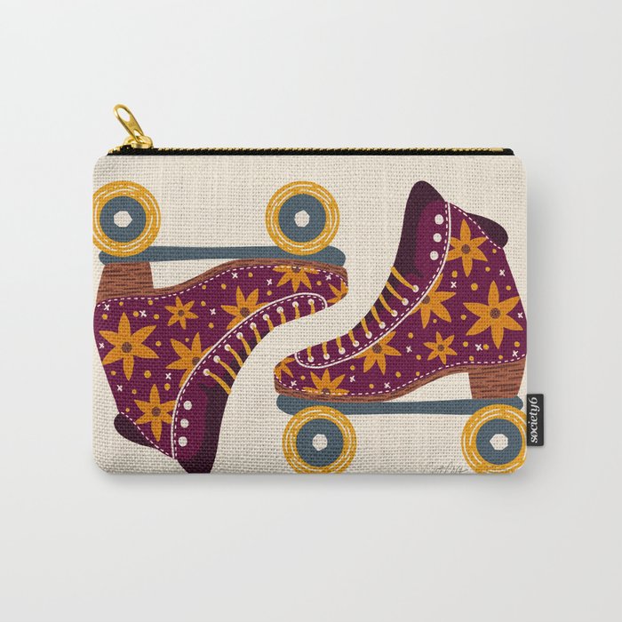 Retro Roller Skates - Fuchsia & Orange Carry All Pouch Gallery Image 1