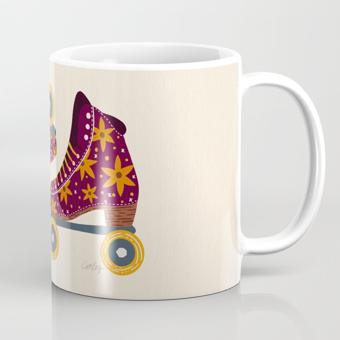 Retro Roller Skates - Fuchsia & Orange Coffee Mug Gallery Image 1