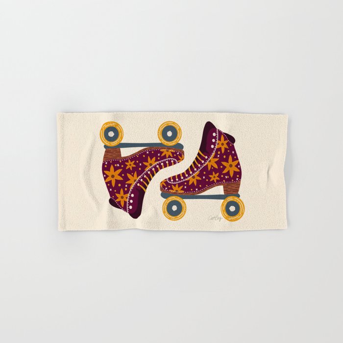 Retro Roller Skates - Fuchsia & Orange Bath Towel Gallery Image 1