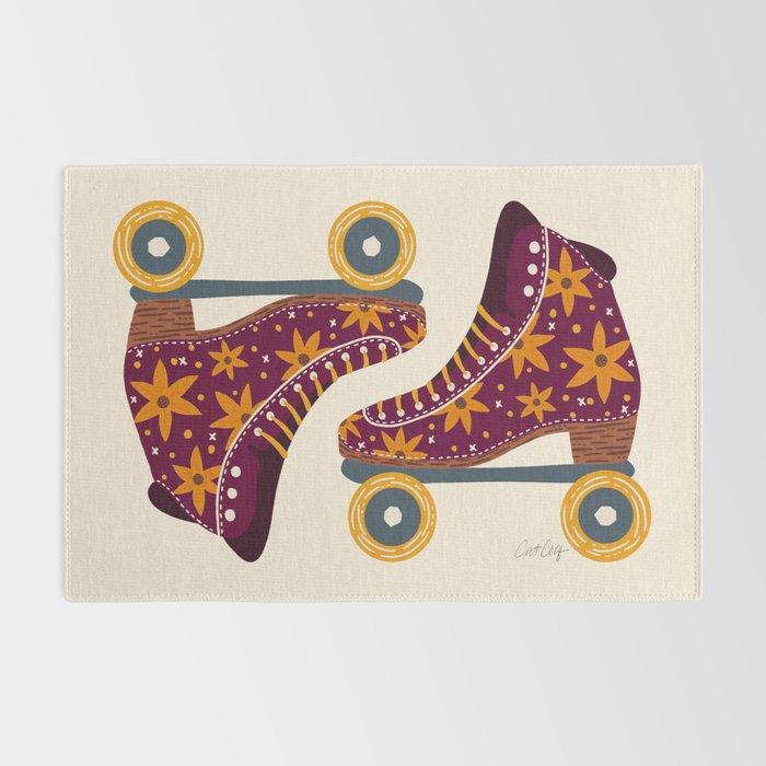Retro Roller Skates - Fuchsia & Orange Rug Gallery Image 2