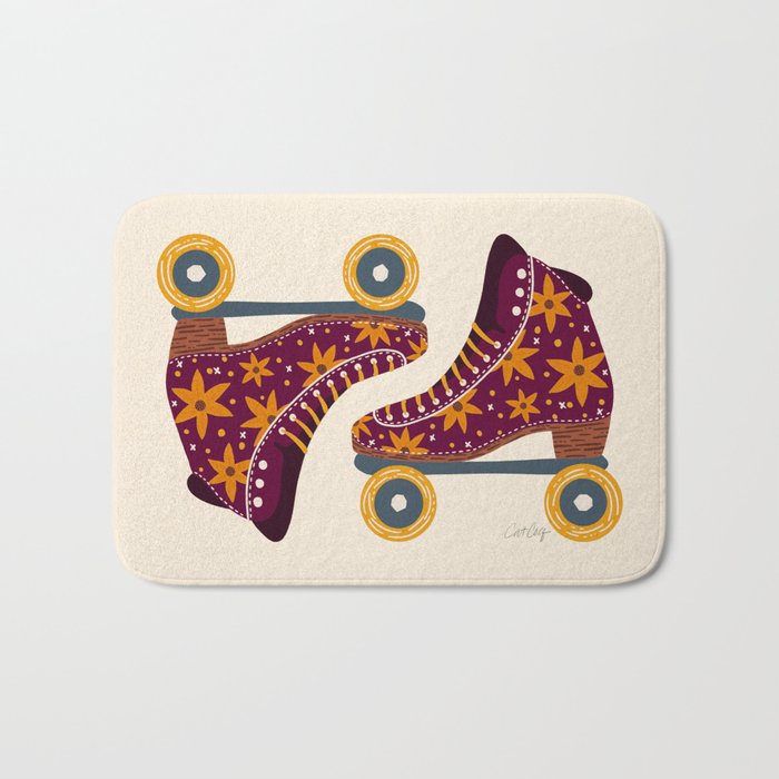 Retro Roller Skates - Fuchsia & Orange Bath Mat Gallery Image 1