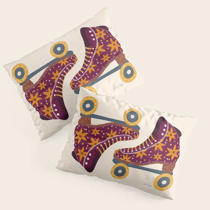 Retro Roller Skates - Fuchsia & Orange Pillow Sham Gallery Image 3