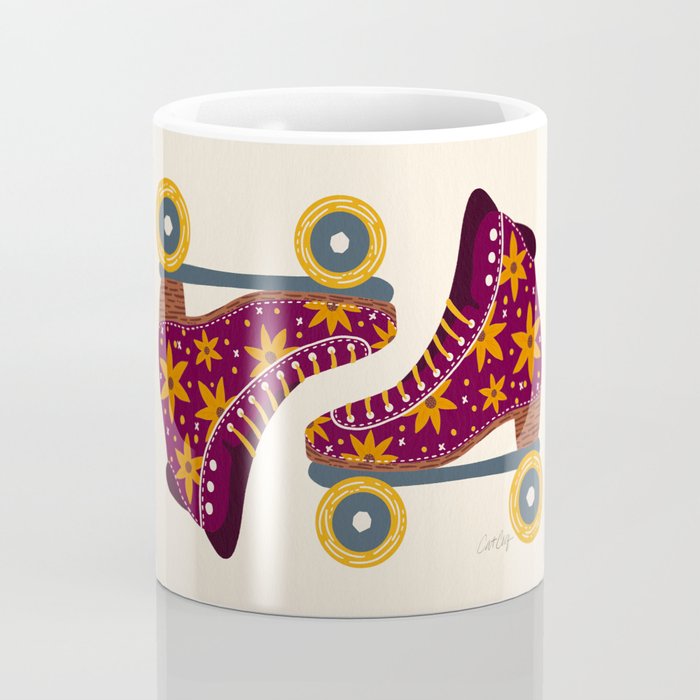 Retro Roller Skates - Fuchsia & Orange Coffee Mug Gallery Image 4