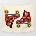 Retro Roller Skates - Fuchsia & Orange Wall Tapestry Gallery Image 4