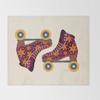 Retro Roller Skates - Fuchsia & Orange Throw Blanket Gallery Image 2