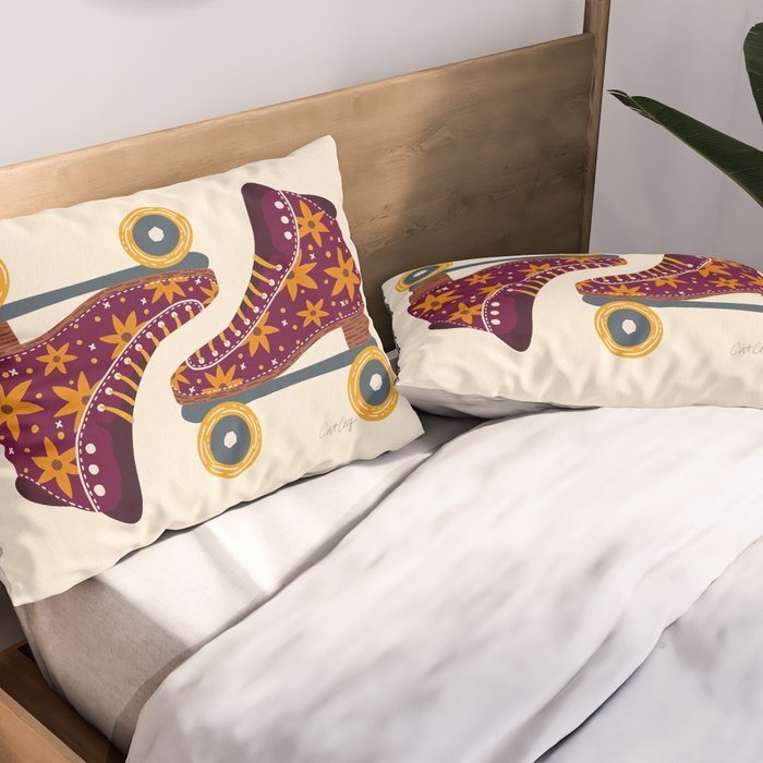 Retro Roller Skates - Fuchsia & Orange Pillow Sham Gallery Image 2