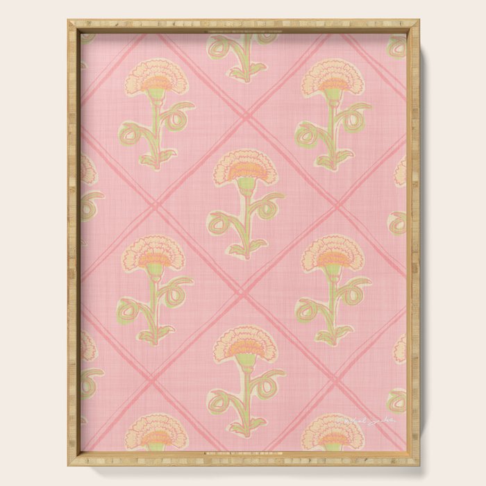 Provence Cottage Floral in Pink Linen  Serving Tray Gallery Image 1