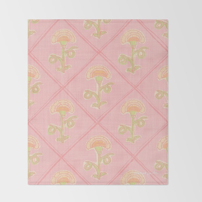 Provence Cottage Floral in Pink Linen  Throw Blanket Gallery Image 2