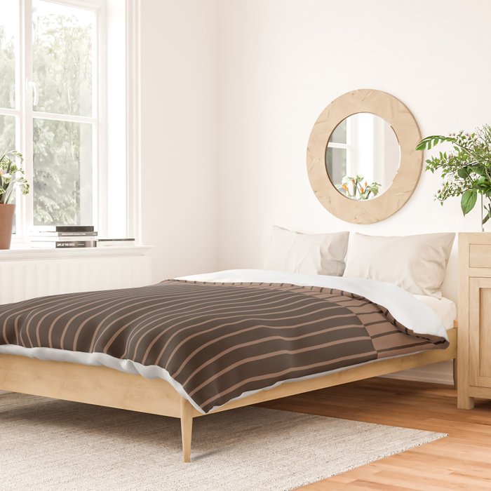 Color Block Lines XLI Dark Mocha Duvet Cover Gallery Image 2
