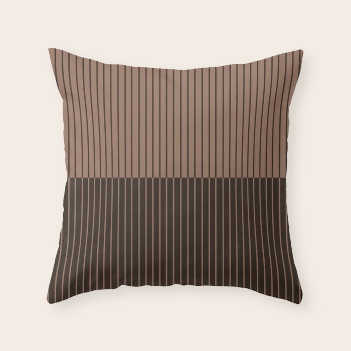 Color Block Lines XLI Dark Mocha Throw Pillow Gallery Image 6
