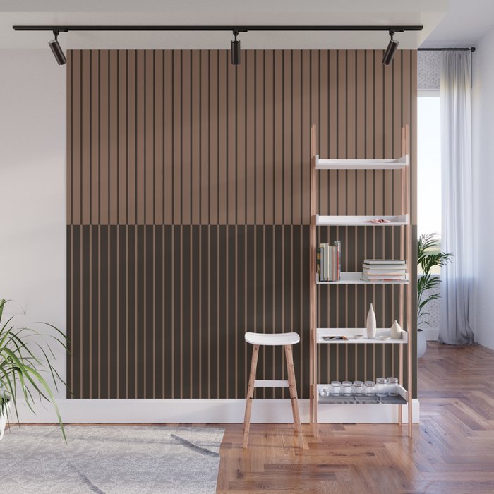 Color Block Lines XLI Dark Mocha Wall Mural Gallery Image 1