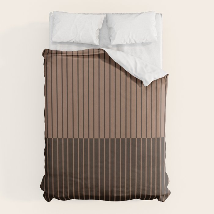Color Block Lines XLI Dark Mocha Duvet Cover Gallery Image 1