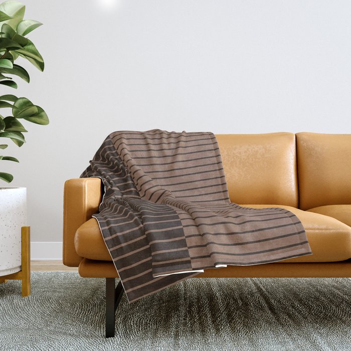 Color Block Lines XLI Dark Mocha Throw Blanket Gallery Image 1