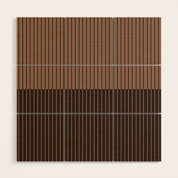 Color Block Lines XLI Dark Mocha Wood Wall Art Gallery Image 1