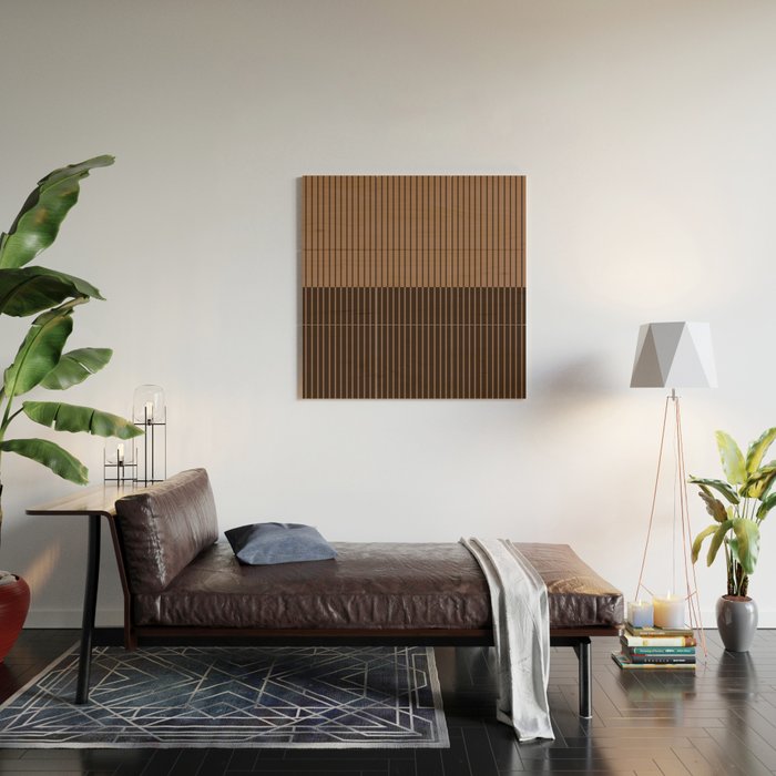 Color Block Lines XLI Dark Mocha Wood Wall Art Gallery Image 2