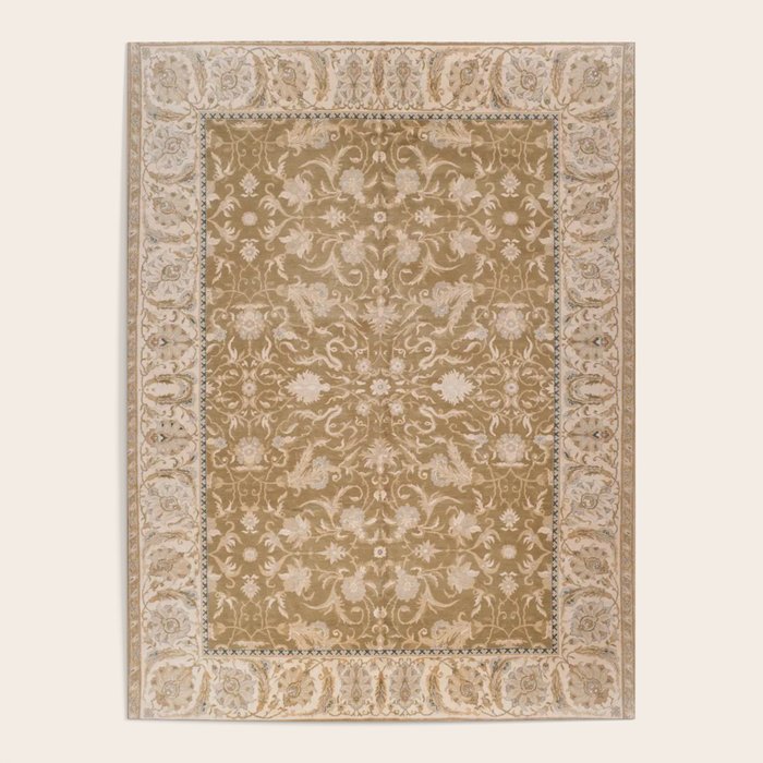 Antique Indian Savonnerie Caramel Beige Poster Gallery Image 4