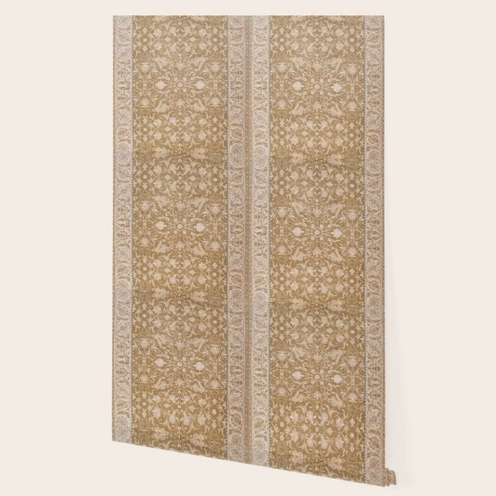 Antique Indian Savonnerie Caramel Beige Wallpaper Gallery Image 2