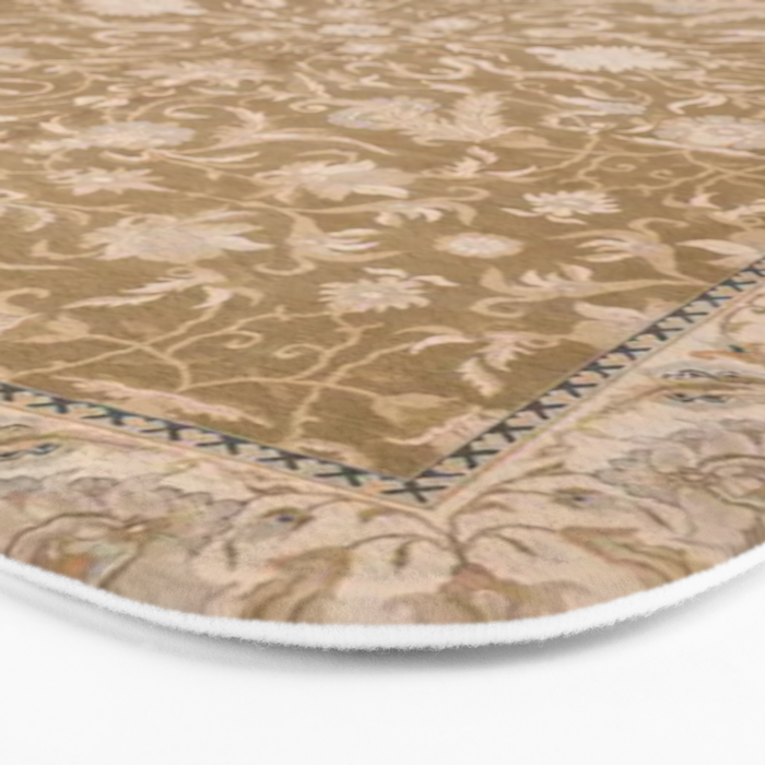 Antique Indian Savonnerie Caramel Beige Bath Mat Gallery Image 3