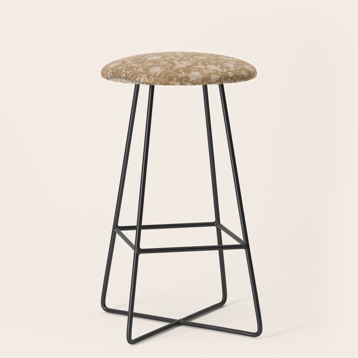 Antique Indian Savonnerie Caramel Beige Stool Gallery Image 1