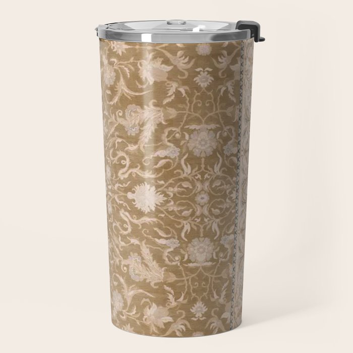 Antique Indian Savonnerie Caramel Beige Travel Mug Gallery Image 2
