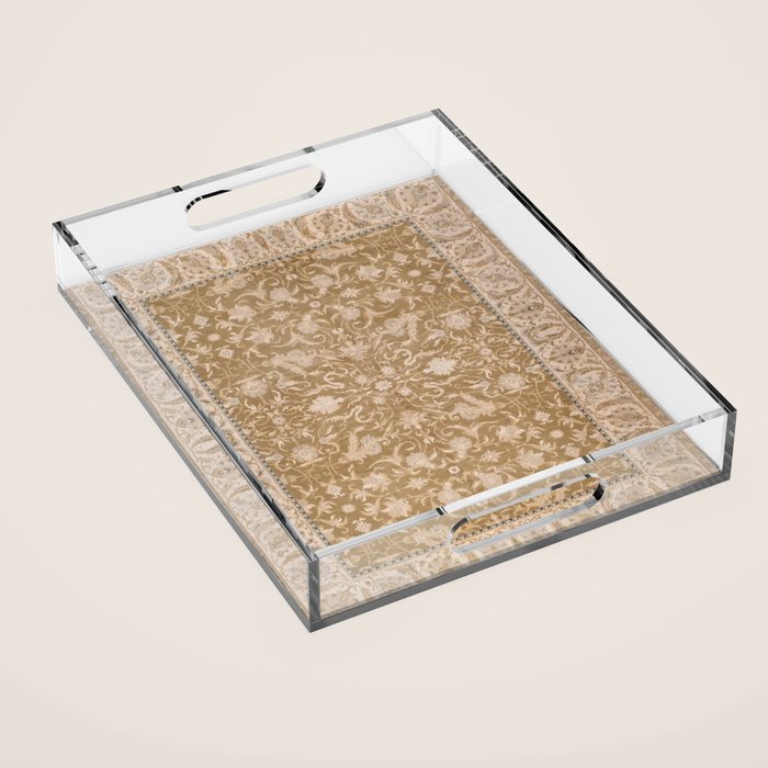 Antique Indian Savonnerie Caramel Beige Acrylic Tray Gallery Image 1