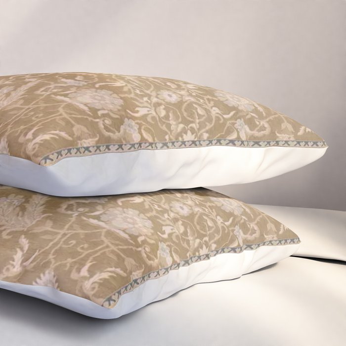 Antique Indian Savonnerie Caramel Beige Pillow Sham Gallery Image 3