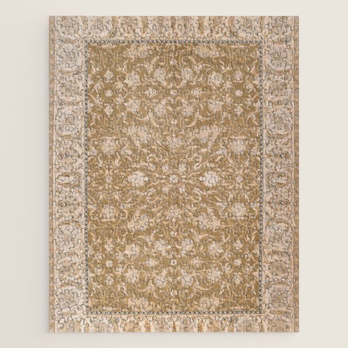 Antique Indian Savonnerie Caramel Beige Jigsaw Puzzle Gallery Image 1