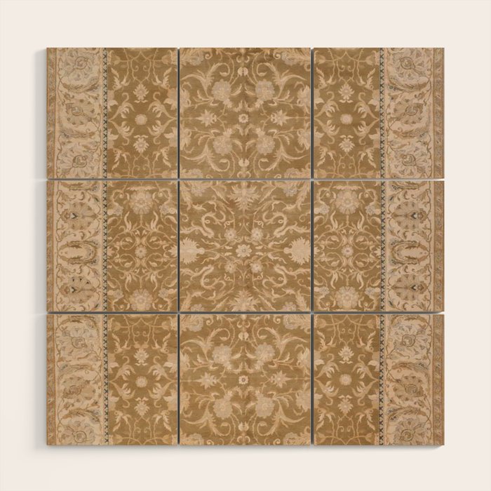 Antique Indian Savonnerie Caramel Beige Wood Wall Art Gallery Image 1