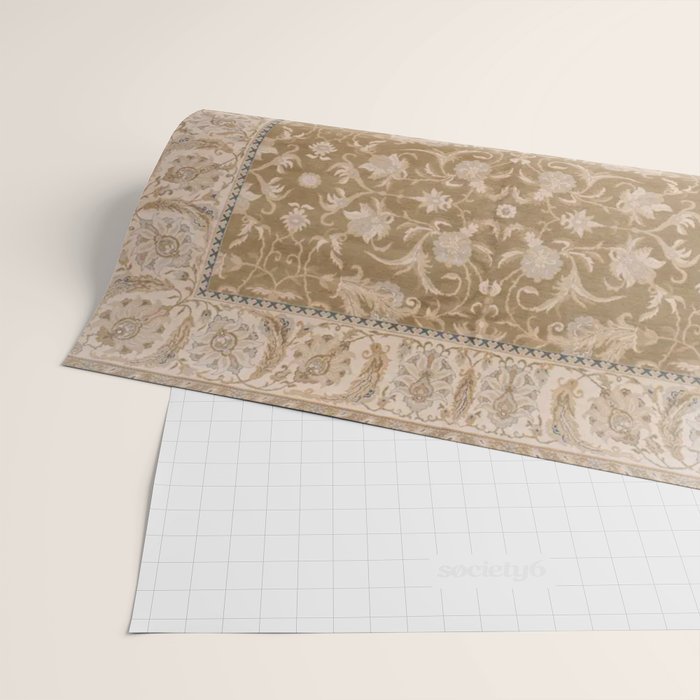 Antique Indian Savonnerie Caramel Beige Wrapping Paper Gallery Image 2