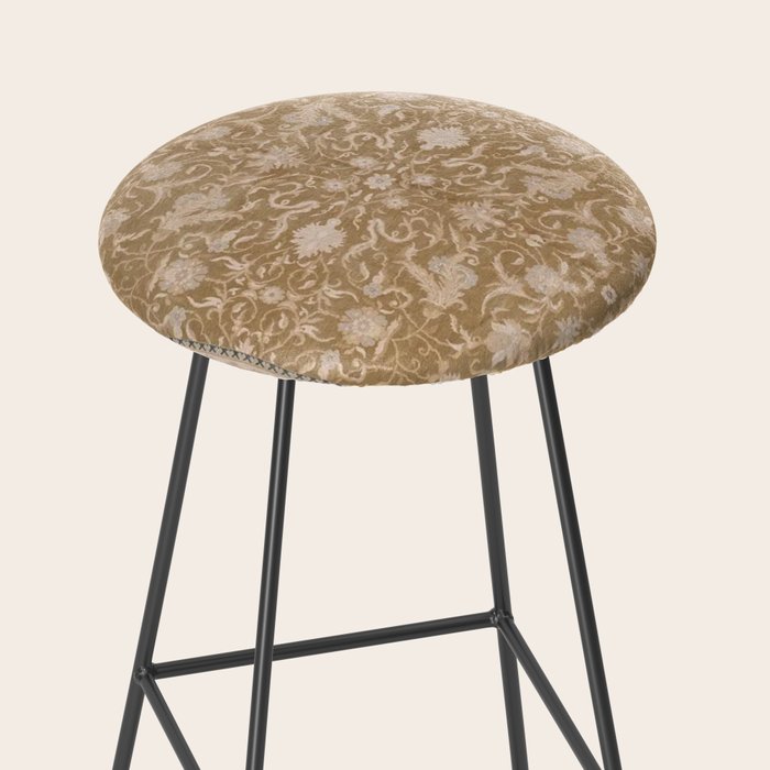 Antique Indian Savonnerie Caramel Beige Stool Gallery Image 2