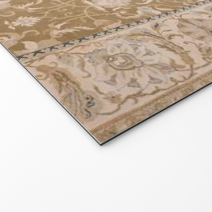 Antique Indian Savonnerie Caramel Beige Welcome Mat Gallery Image 2