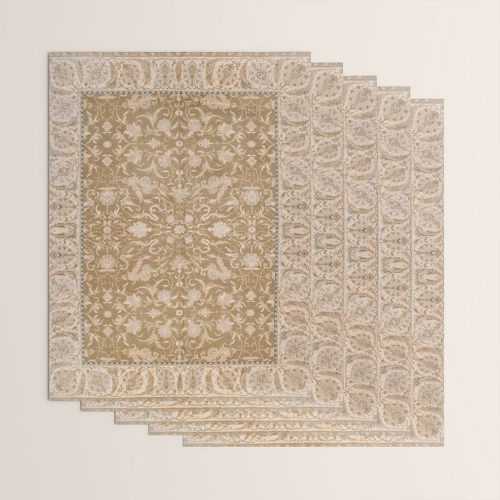 Antique Indian Savonnerie Caramel Beige Wrapping Paper Gallery Image 3