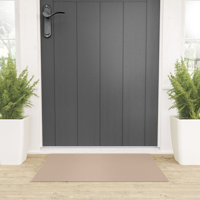 Warm Blush Sand Beige Solid Color Welcome Mat Gallery Image 3