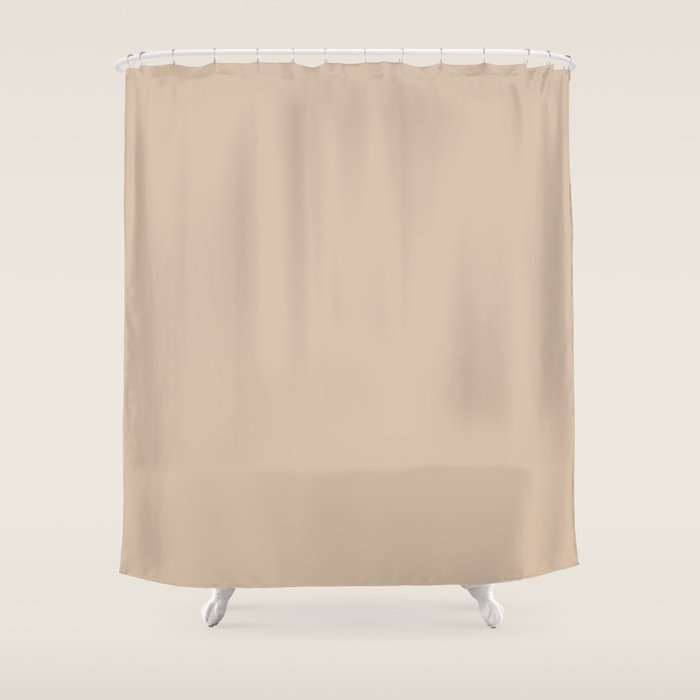 Warm Blush Sand Beige Solid Color Shower Curtain Gallery Image 1