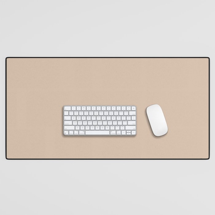 Warm Blush Sand Beige Solid Color Desk Mat Gallery Image 1