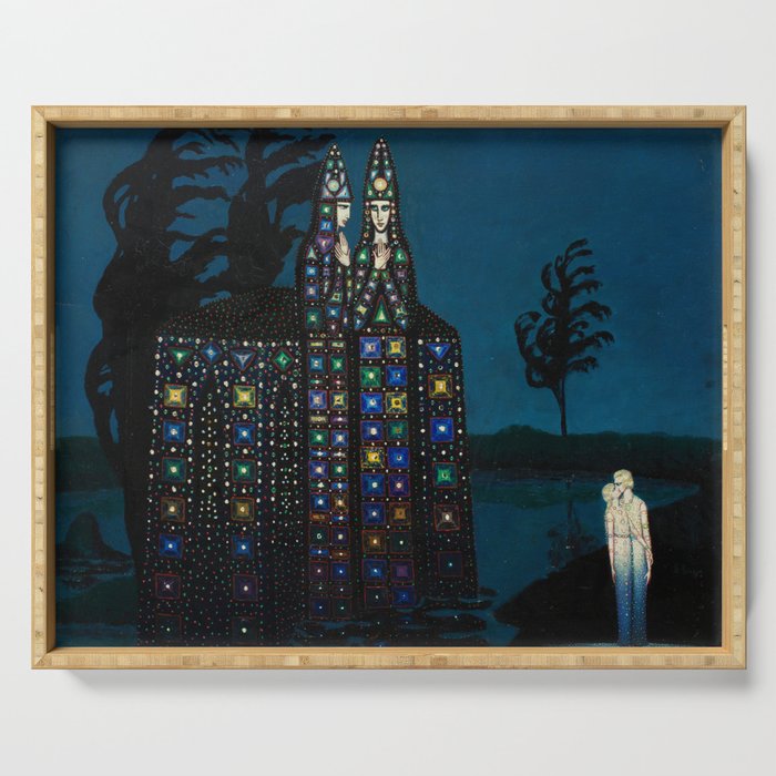 'Confirmation of Love,' Magical Realism Portrait Painting by BolesÅaw Biegas Serving Tray Gallery Image 1