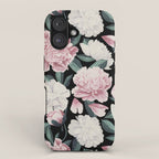 Chic Peonies on Black iPhone Case Gallery Image 1
