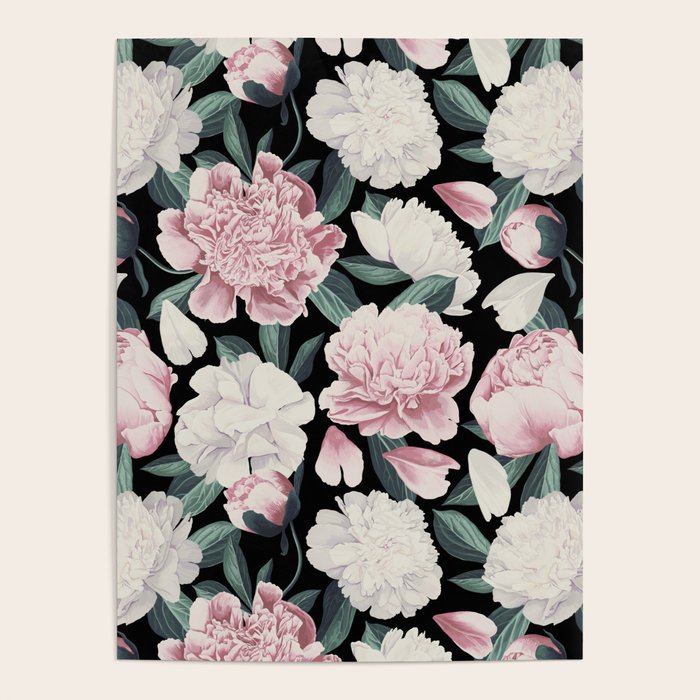 Chic Peonies on Black Poster Gallery Image 4
