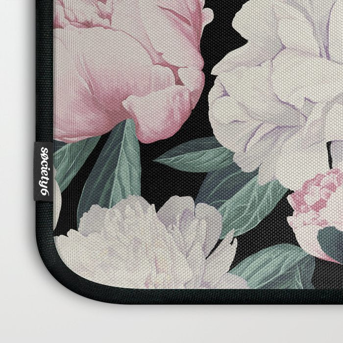 Chic Peonies on Black Laptop Sleeve Gallery Image 3