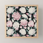 Chic Peonies on Black Mini Art Print Gallery Image 1