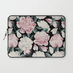 Chic Peonies on Black Laptop Sleeve Gallery Image 1