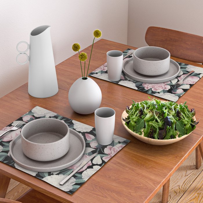 Chic Peonies on Black Placemat Gallery Image 2