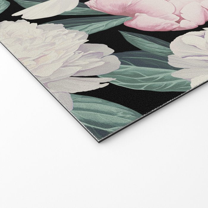 Chic Peonies on Black Welcome Mat Gallery Image 2